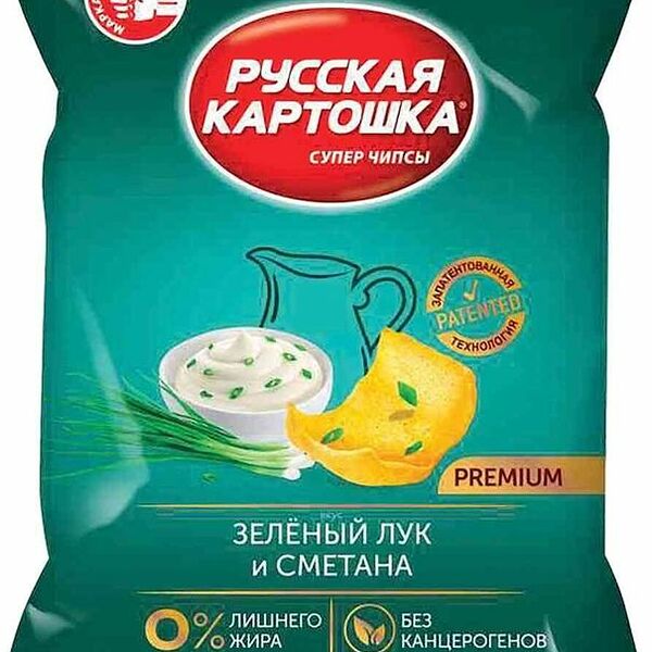 Чипсы Русская Картошка Зеленый лук и сметана 190г