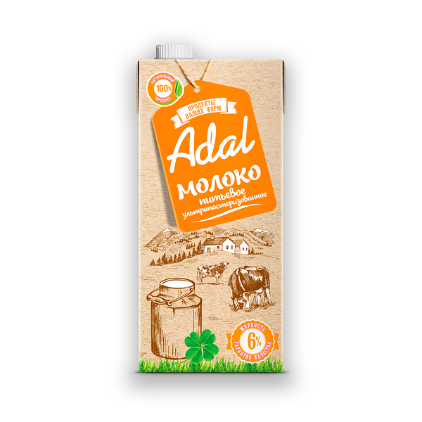 Молоко Adal Продукты Наших Ферм ультрапастеризованное 6% 925 мл