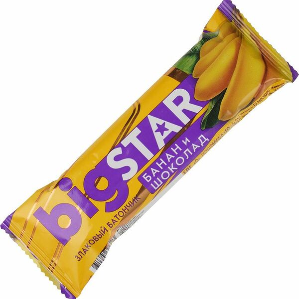 Батончик злаковый Big Star Банан и шоколад