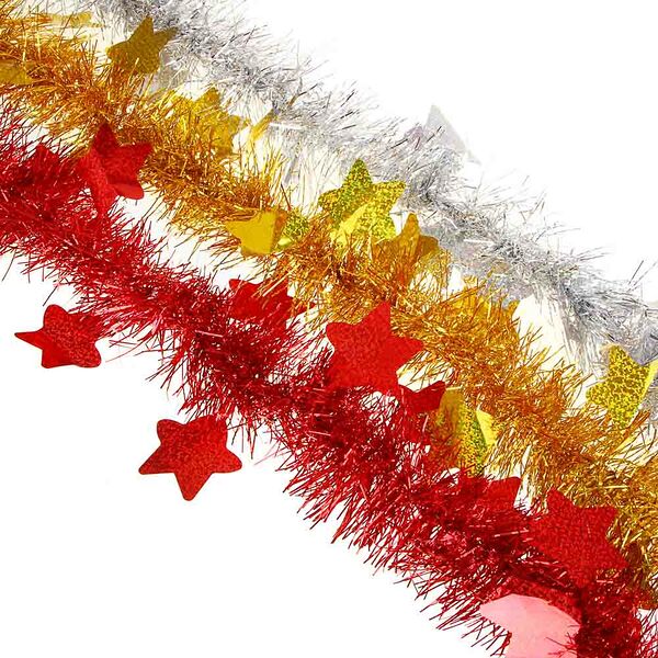 Сноу бум мишура голографическая с декором 