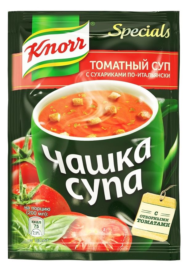 

Суп томатный по-итальянски Knorr Чашка супа с сухариками 18г