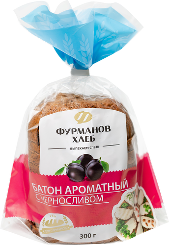 

Батон Фурмановхлеб Ароматный с Черносливом нарезка 300 г