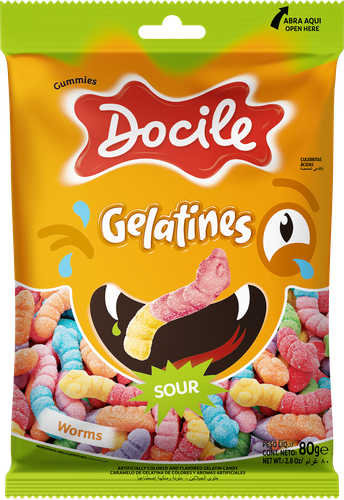

Мармелад жевательный Docile sour worms червячки со вкусом ягод и фруктов 80 г