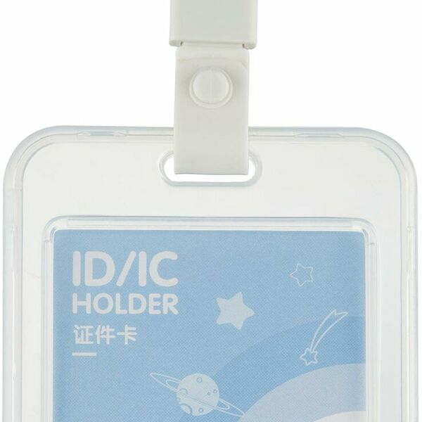 Бейдж Deli 64804 вертик.,на шнурке с клипом., вкладыш: 54x86мм, синий, 1 шт