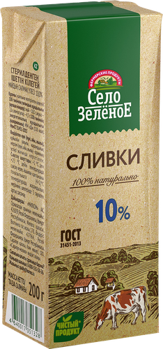 

Сливки Село Зелёное 10% 200 мл