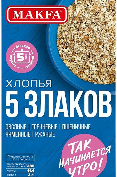 Хлопья Makfa 5 злаков 400г