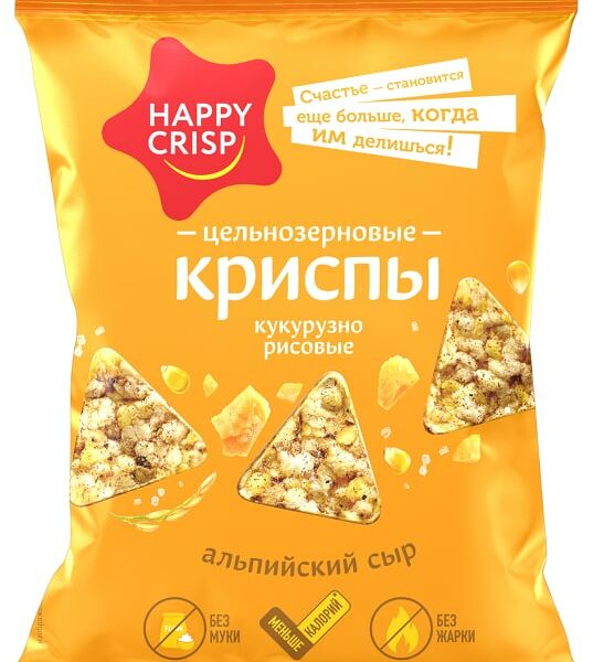 Чипсы Happy Crisp кукурузно-рисовые Альпийский сыр 50г