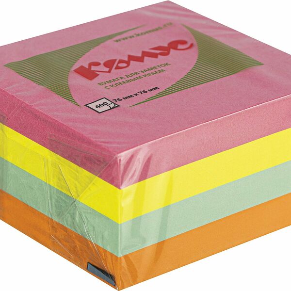 Стикеры КОМУС с клеев.краем Куб 76х76 неон.цвета 400л