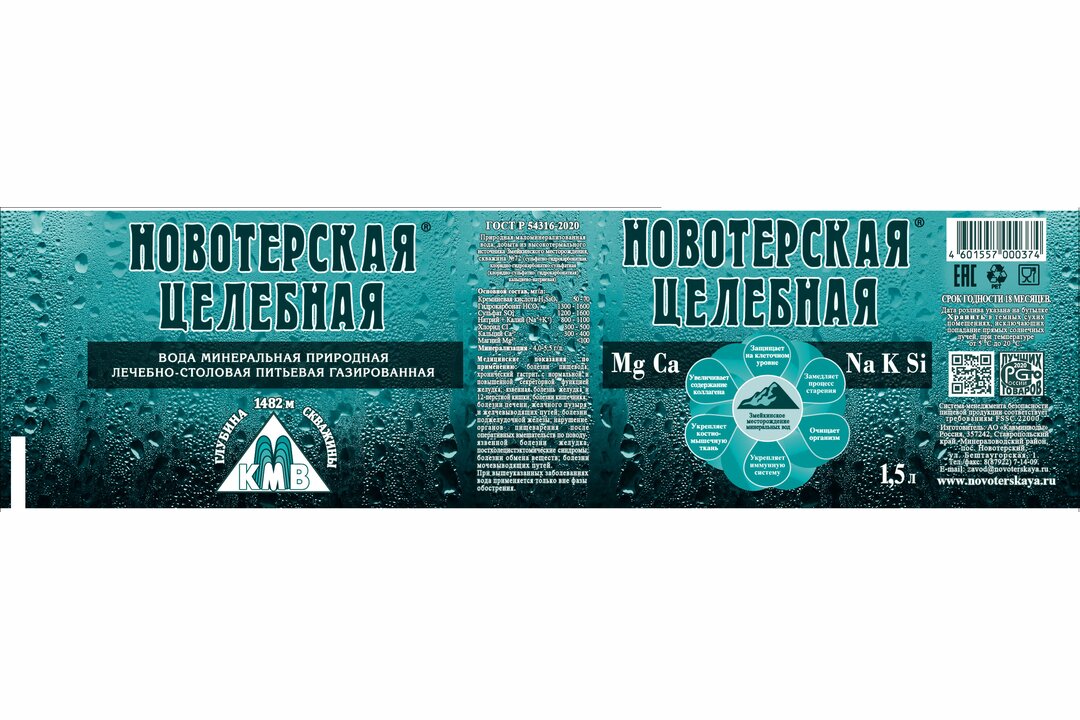 

Вода Новотерская целебная минеральная лечебно-столовая газированная 1.5 л