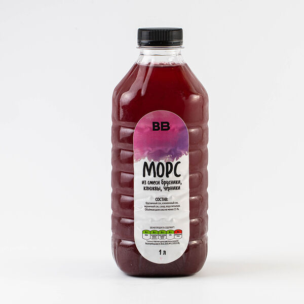 Морс из смеси брусники, клюквы, черники, 1000 мл
