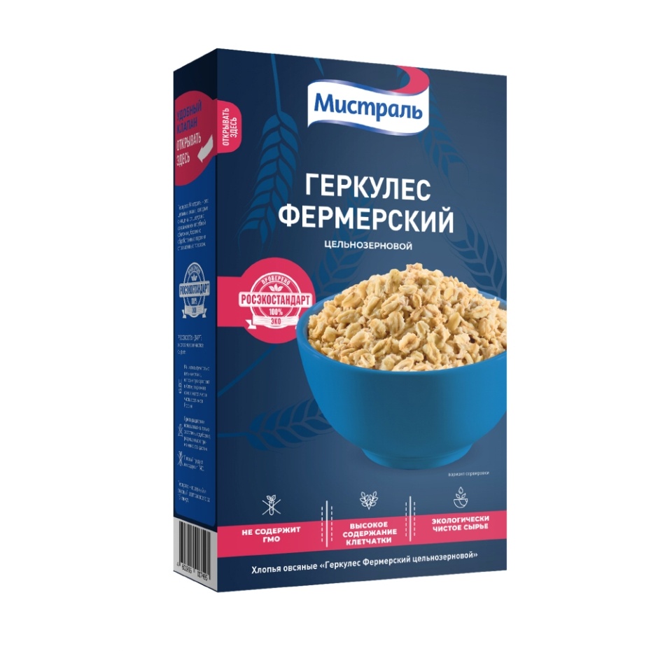 

Хлопья овсяные Мистраль Геркулес Фермерский цельнозерновой