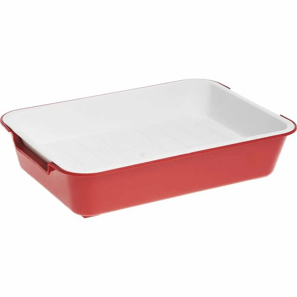 Homecat бюджет туалет для кошек с сеткой на ножках 2 см красный (37 см х 27см х 8см)