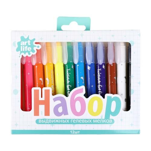 Набор выдвижных гелевых мелков 12шт
