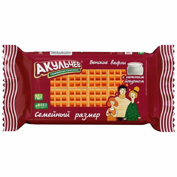 Вафли венские Акульчев с нежным йогуртом 560 г