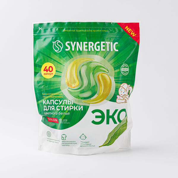 Капсулы для стирки Synergetic Color, 40 шт