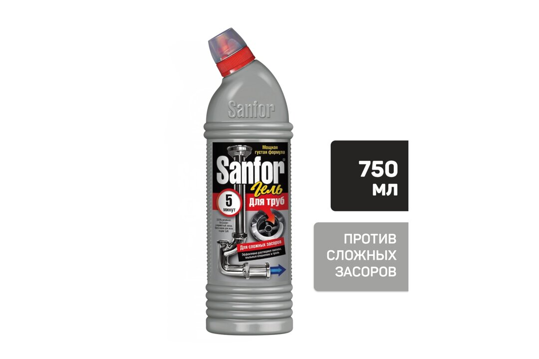 

Средство Sanfor 5 минут для устранения засоров 750 мл