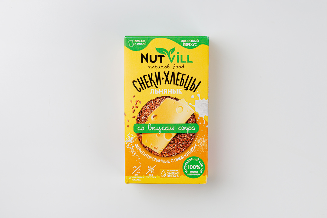 

Снеки-хлебцы льняные NutVill Со вкусом сыра без сахара и глютена 70 г