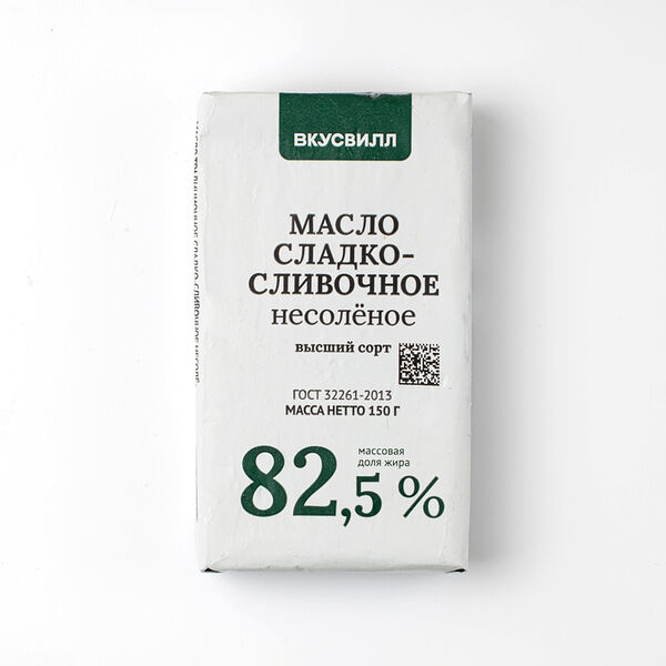 Масло сладко-сливочное несоленое 82,5%, 150г