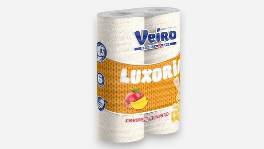 Бумага туалетная Veiro Luxoria Aroma Свежесть манго 3-слойная 6 рулонов