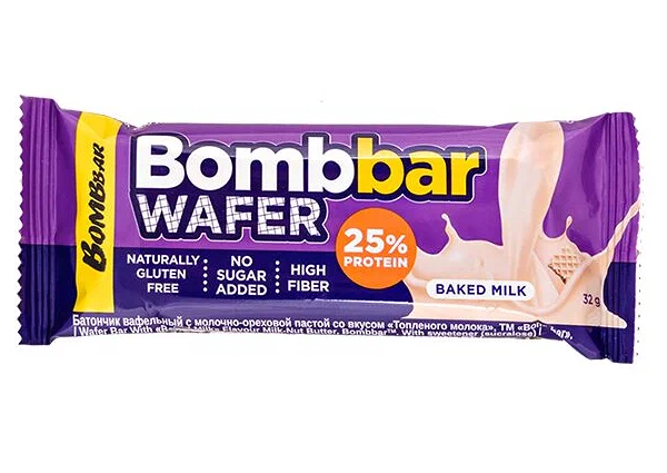 BombBar батончик вафельный с молочно-ореховой пастой со вкусом топленого молока 32 г