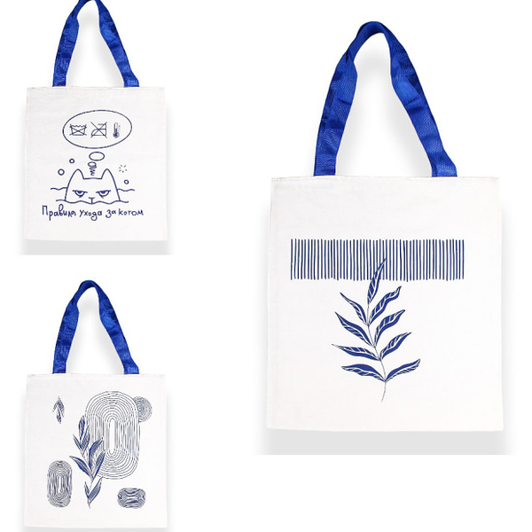 Сумка-шоппер АШАН Красная птица с синими ручками, 40х45 см, в ассортименте 1 шт