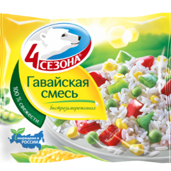Смесь овощная 4 Сезона Гавайская быстрозамороженная, 400г