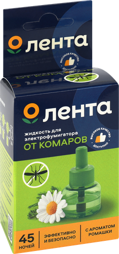 

Ликвид от комаров Лента для фумигатора ромашка 45 ночей 30 мл