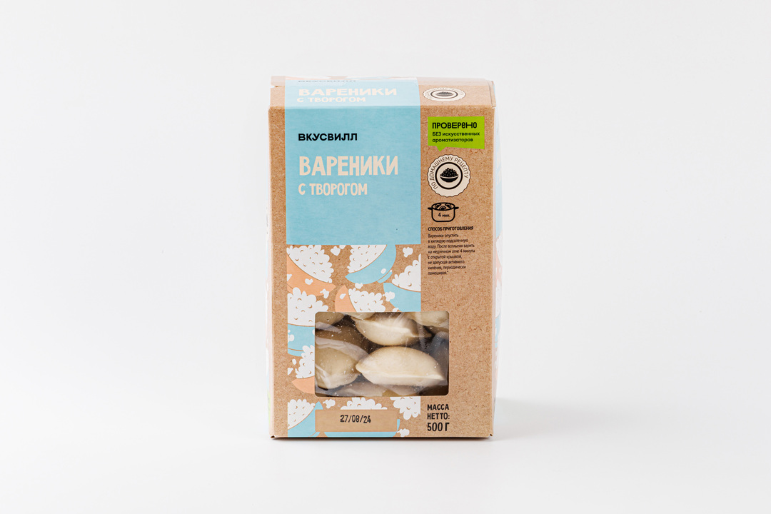 

Вареники ВкусВилл с творогом 500 г