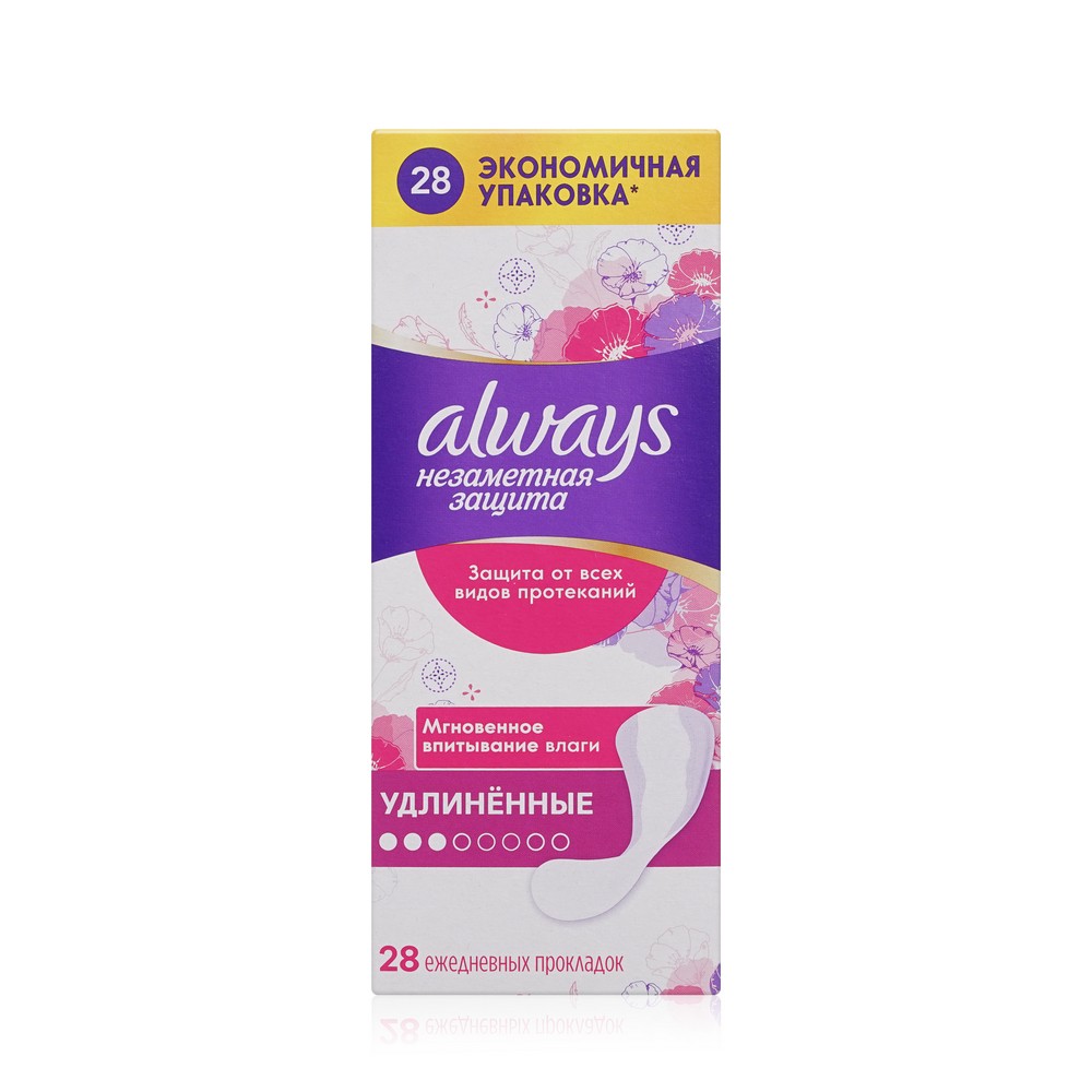

Прокладки Always Незаметная защита ароматизированные удлиненные 28 шт.