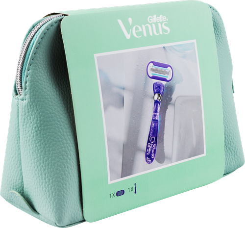 

Набор подарочный женский Venus Gillette Swirl Бритва с 1 сменной кассетой и косметичка