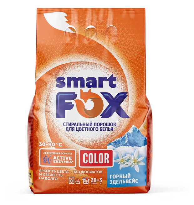 

Порошок для стирки Smart Fox Color Горный эдельвейс 3 кг