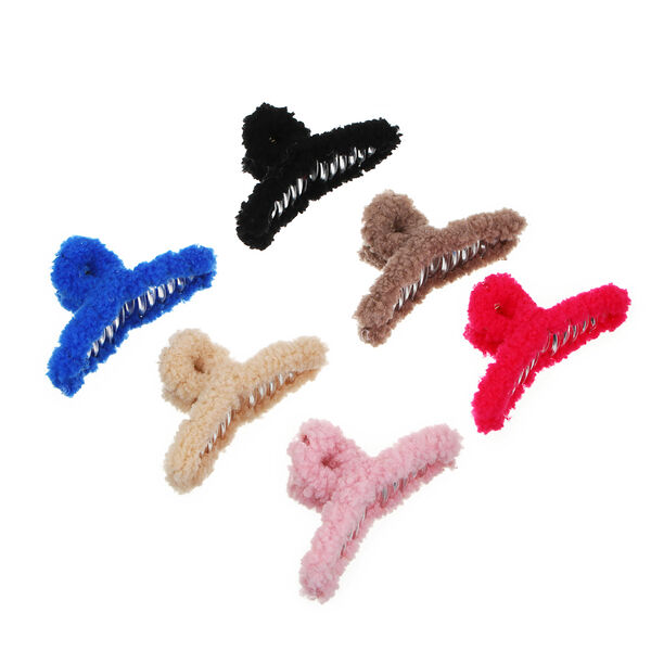 Всёгазин краб для волос, пластик, полиэстер, 11см, 6 цветов, вг22-57 в ассортименте