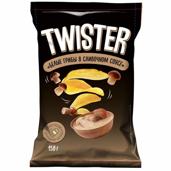 Чипсы Twister Белые грибы в сливочном соусе, 150 г