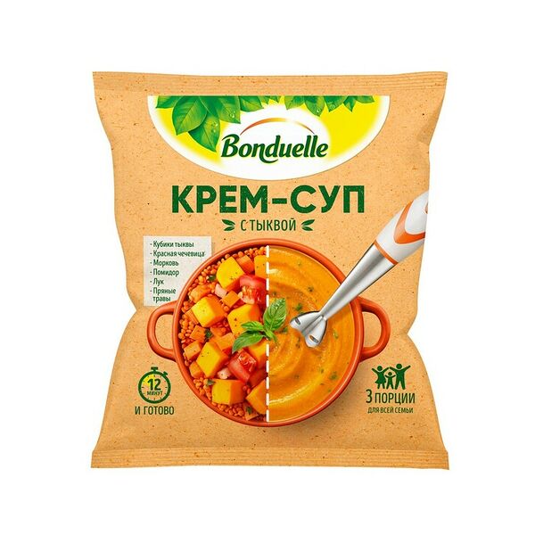 Овощи замороженные Bonduelle, крем-суп с тыквой, 350 г
