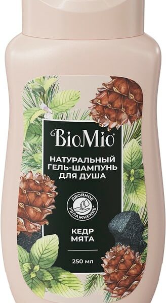Гель-шампунь для душа Biomio с эфирными маслами мяты и кедра для мужчин 2в1 250мл