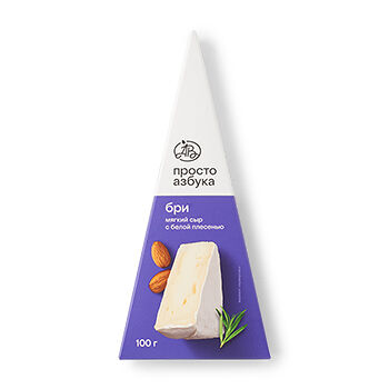 Сыр мягкий «Бри» с белой плесенью, «Просто Азбука», 100 г, Россия, БЗМЖ