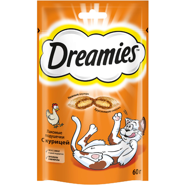 Лакомство для кошек Dreamies подушечки с курицей 60г