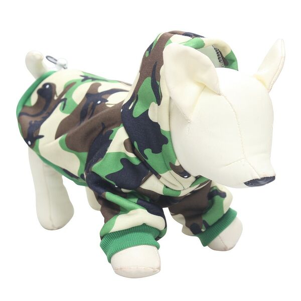 Толстовка для собак FOXIE Camouflage S (длина спины 30см, обхват груди 42-48см) хаки