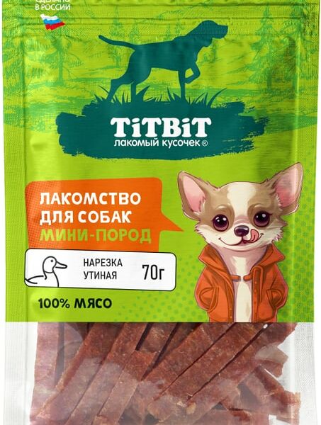 Лакомство для собак Titbit нарезка утиная 70 г 