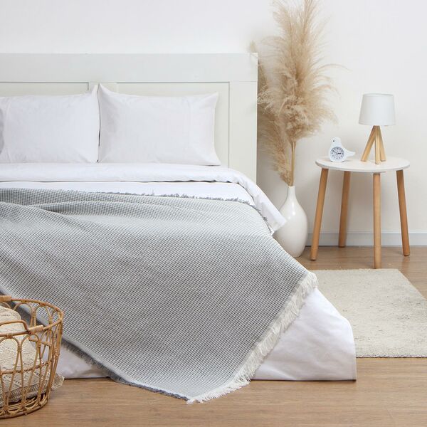 Плед Этель Waffle, 130х180 см, вафельное полотно, хлопок/полиэстер, серый