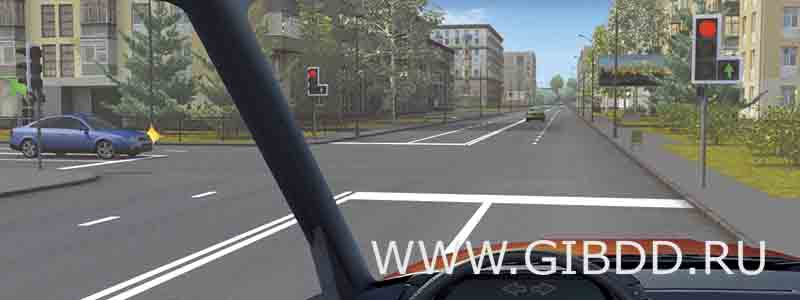 Вы намерены проехать перекресток в прямом направлении. Ваши действия ...
