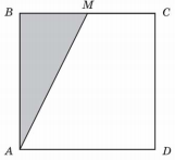 Точка ... — середина стороны квадрата .... Площадь закрашенной части равна ... см.... 