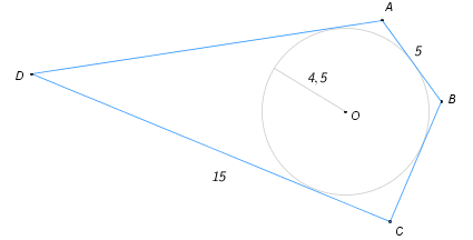 Найдите площадь описанного около окружности радиуса ... четырёхугольника ..., если ... и ....