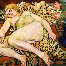 Catherine lying naked on a panther skin