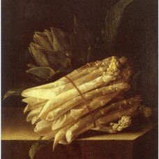 Still life with asparagus and artichoke
