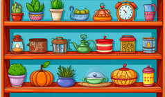 Соедини предметы на полке