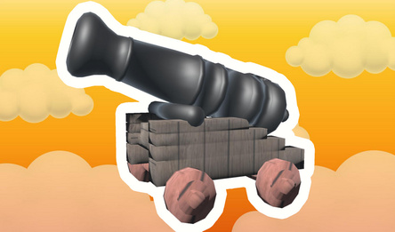 Морской бой. Пушки, корабли, ядра.