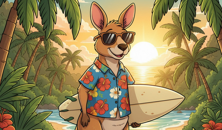 Кенгуру на море