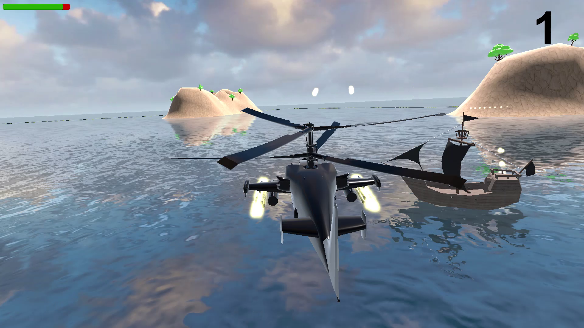 Морской бой. К-50 против пиратов.