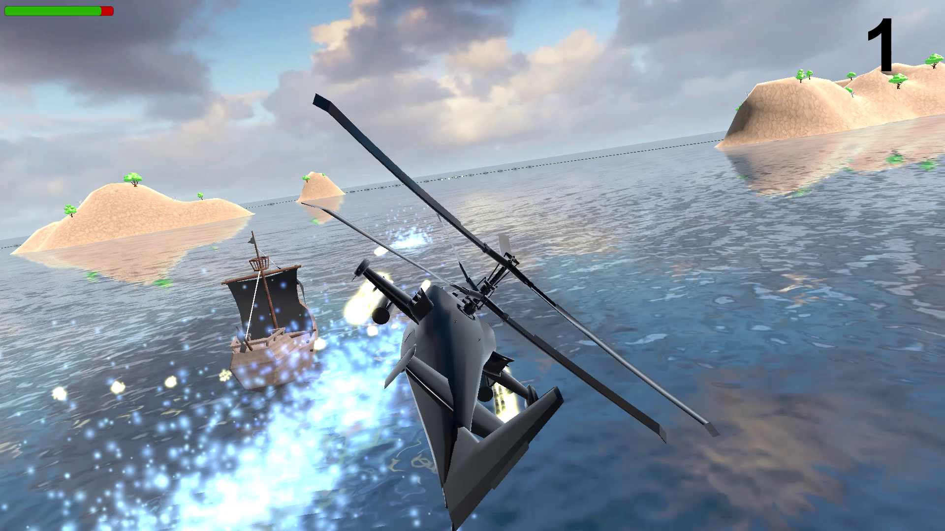 Морской бой. К-50 против пиратов.